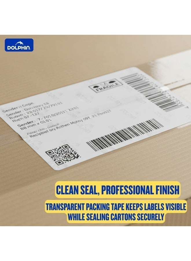 دولفين شريط تغليف دولفين شفاف فائق الجودة 48 مم × 100 ياردة – لاصق قوي للتعبئة والتغليف والإغلاق والشحن - Image 5